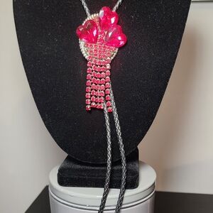 Elegant Pink Heart Pendant Necklace